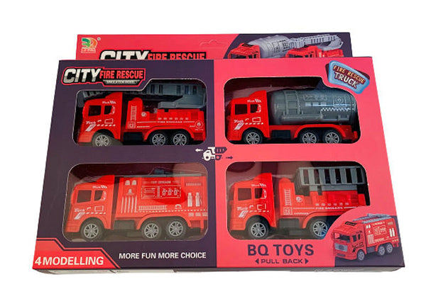 Brandweer Voertuigen 4-delige speelset