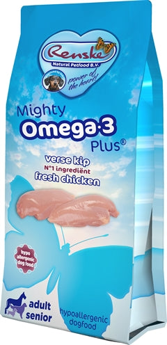 Renske Mighty Omega Plus Adult/senior Kip/rijst 15 KG