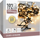 Kerstverlichting 192 led - 14.5m - extra warm wit - Batterij - Lichtfuncties - Geheugen - Timer