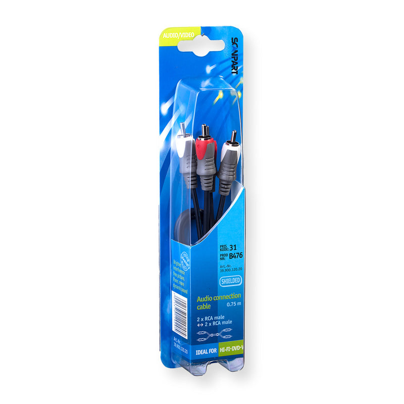 Scanpart Aansluitkabel 2tulp(m)-(m) 0.75m