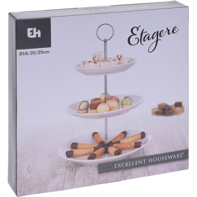 Exccellent Houseware Etagere Porselein 3laags 36cm Hoog