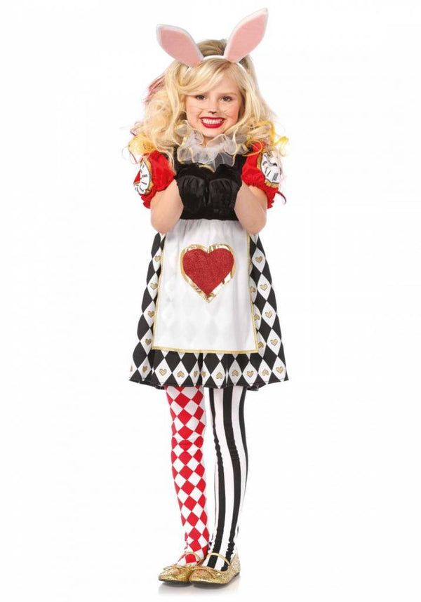 Wonderland Rabbit Meisjes Carnaval Kostuum - Maat XS (3 tot 4 jaar)