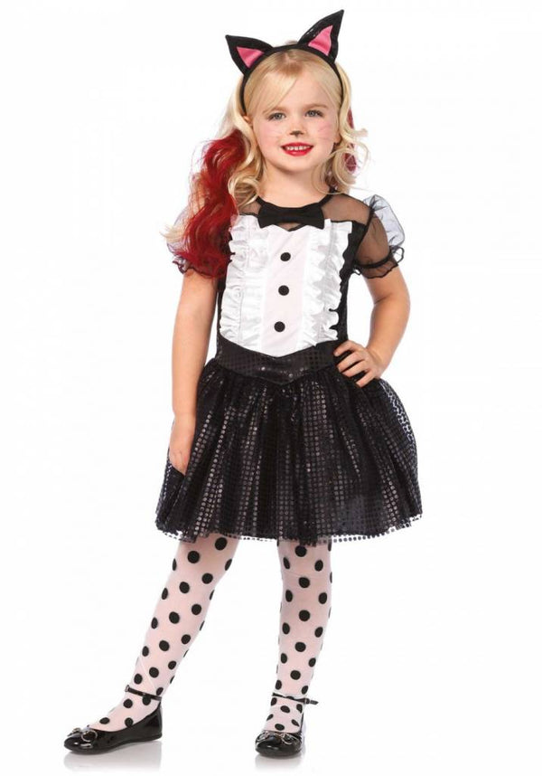 Tuxedo Kitty Meisjes Carnaval Kostuum - Maat XS (3 tot 4 jaar)
