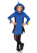 Cozy Blue Fish Onesie Meisjes Carnaval Kostuum - Maat M (7 tot 10 jaar)