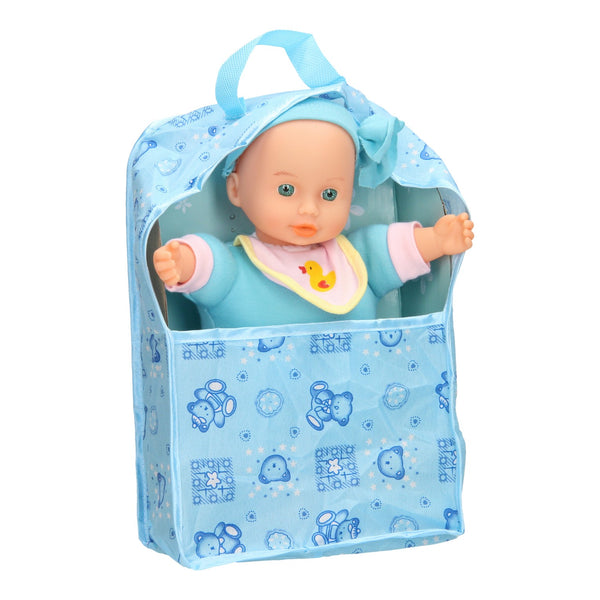 Babypop met Draagtas - Blauw, 30cm