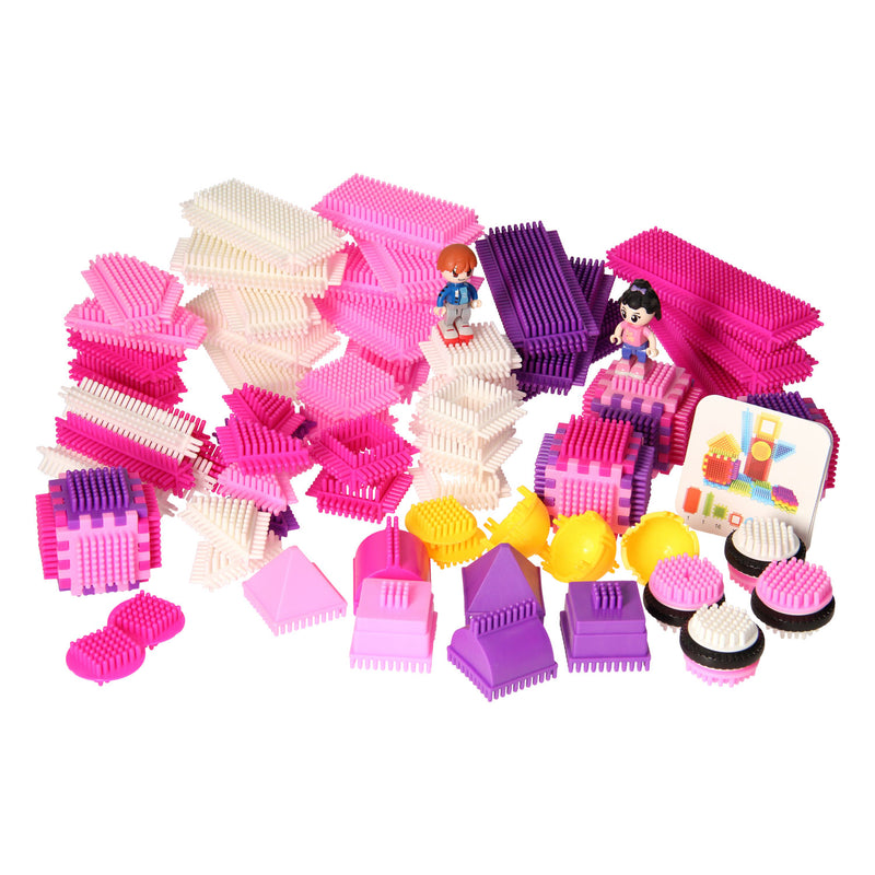 Bristle Blokken in Opbergbox Roze, 100dlg.