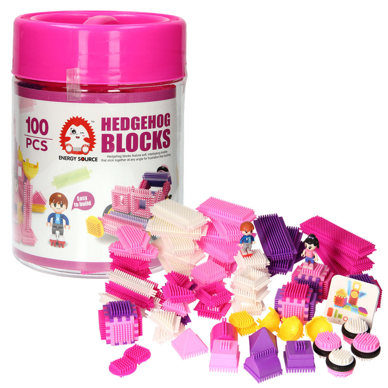 Bristle Blokken in Opbergbox Roze, 100dlg.