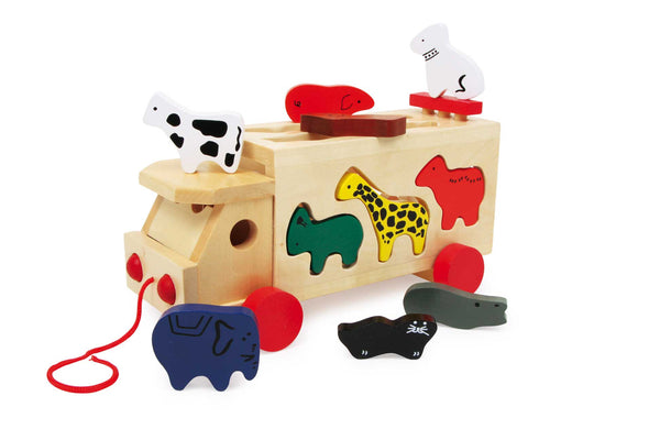 Vorm-passend spel Dierentuin wagen met dieren