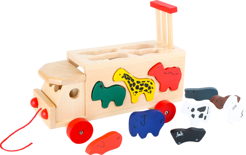 Vorm-passend spel Dierentuin wagen met dieren