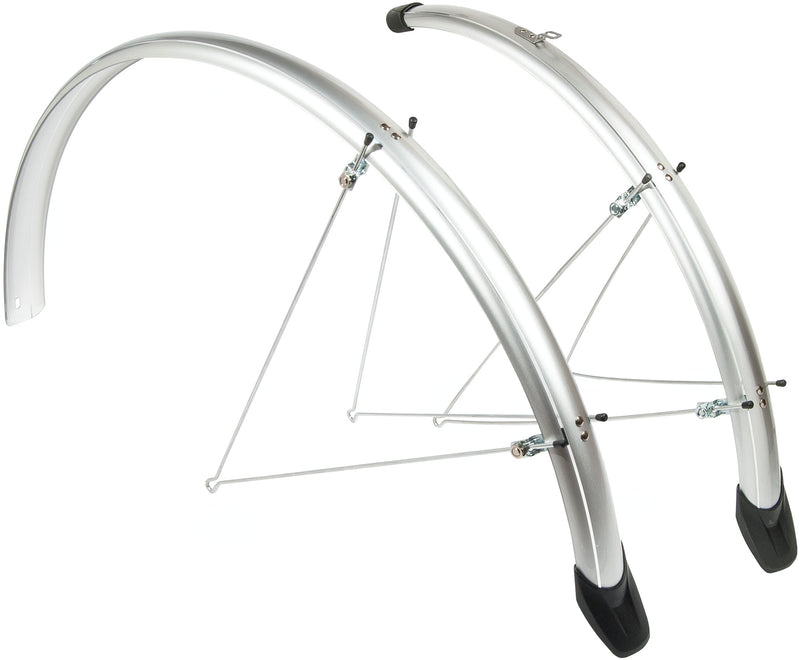 Spatbordset Eurofender Elegance 28" x 46 mm - zilver