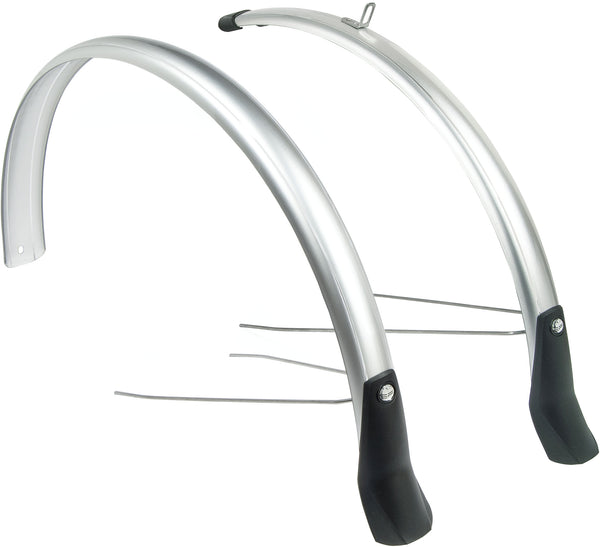Spatbordset Eurofender Snello 28" x 46 mm - zilver