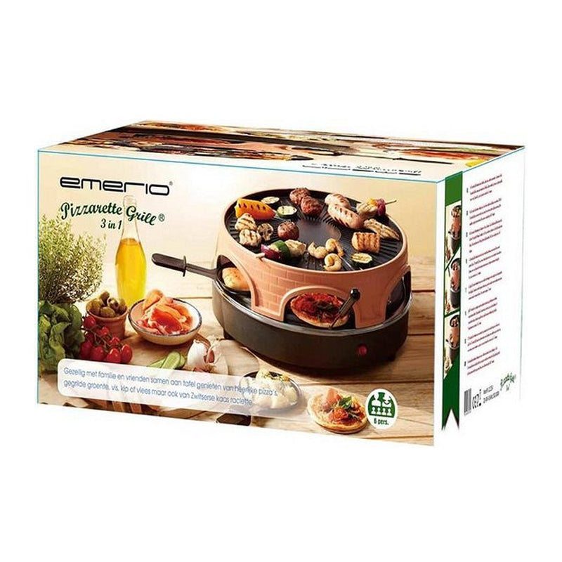 Emerio PO-113255.4 3in1 Pizzarette + 6 Pannetjes Terracotta Orange/Zwart