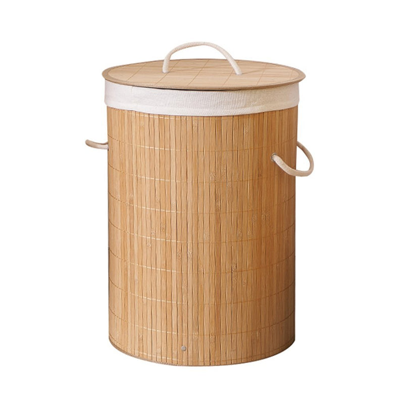 Homestyle Pro Ronde Opvouwbare Bamboe Wasmand 35x50 cm Naturel/Wit