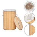 Homestyle Pro Ronde Opvouwbare Bamboe Wasmand 35x50 cm Naturel/Wit
