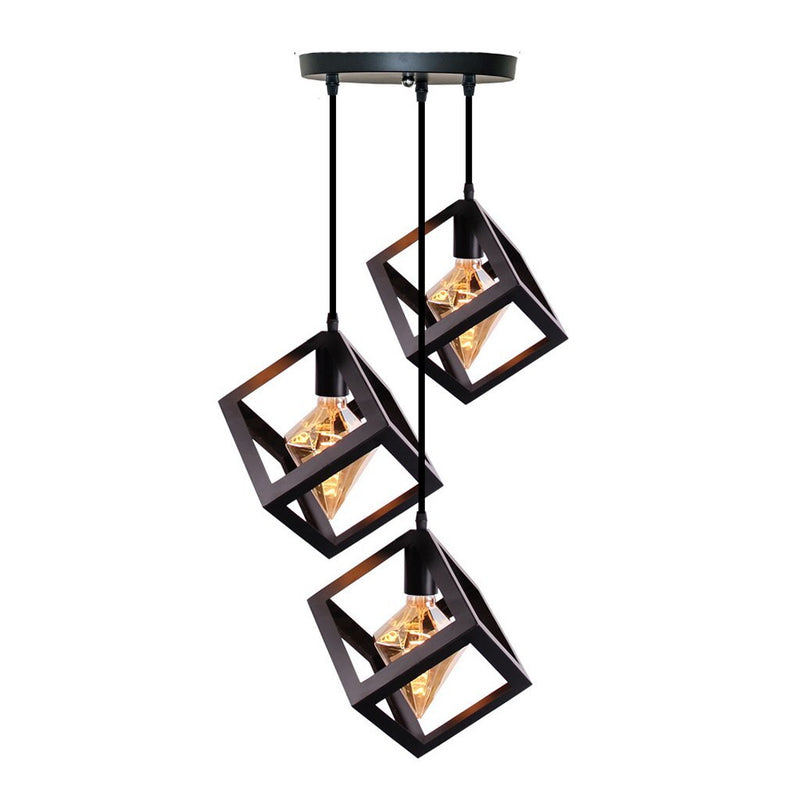 Homestyle Pro MK020-B Industri&euml;le Vierkante Hanglampen Zwart/Metaal