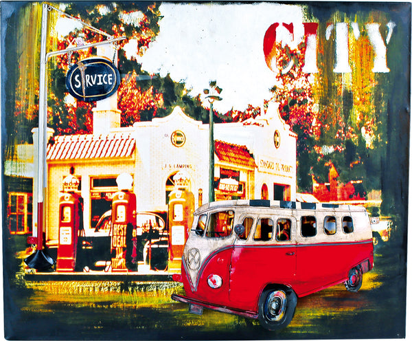 Metalen bord Hippie Bus "Vintage Ontwerp