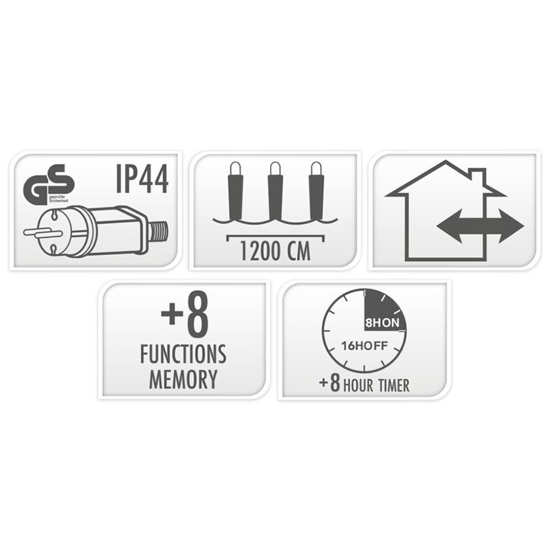 Maxi Cluster Kerstverlichting - 800 led - 12m - warm wit - Timer - Lichtfuncties - Geheugen - Buite