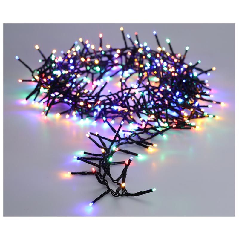Maxi Cluster Kerstverlichting - 800 led - 12m - multicolor - Timer - Lichtfuncties - Geheugen - Bui