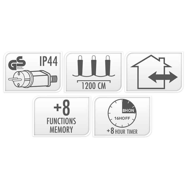 Maxi Cluster Kerstverlichting - 800 led - 12m - multicolor - Timer - Lichtfuncties - Geheugen - Bui