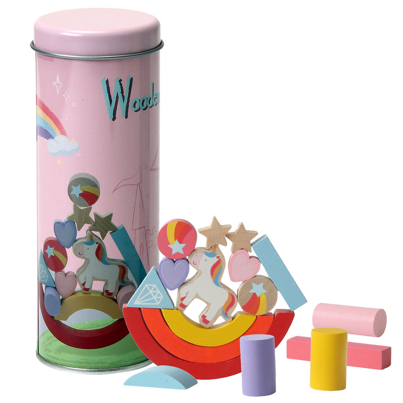 Balansspel Hout in Blik - Eenhoorn