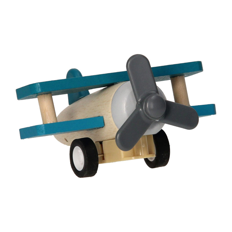Dubbeldek Vliegtuig Hout - Blauw