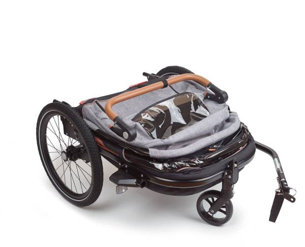2-in-1 trailer Bobike geschikt voor 2 kinderen - zwart/grijs