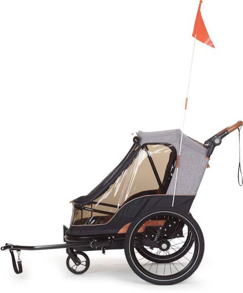 2-in-1 trailer Bobike geschikt voor 2 kinderen - zwart/grijs