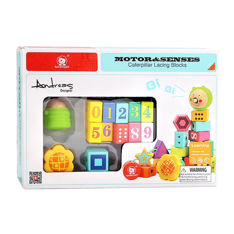 Houten Rijgblokken Rups