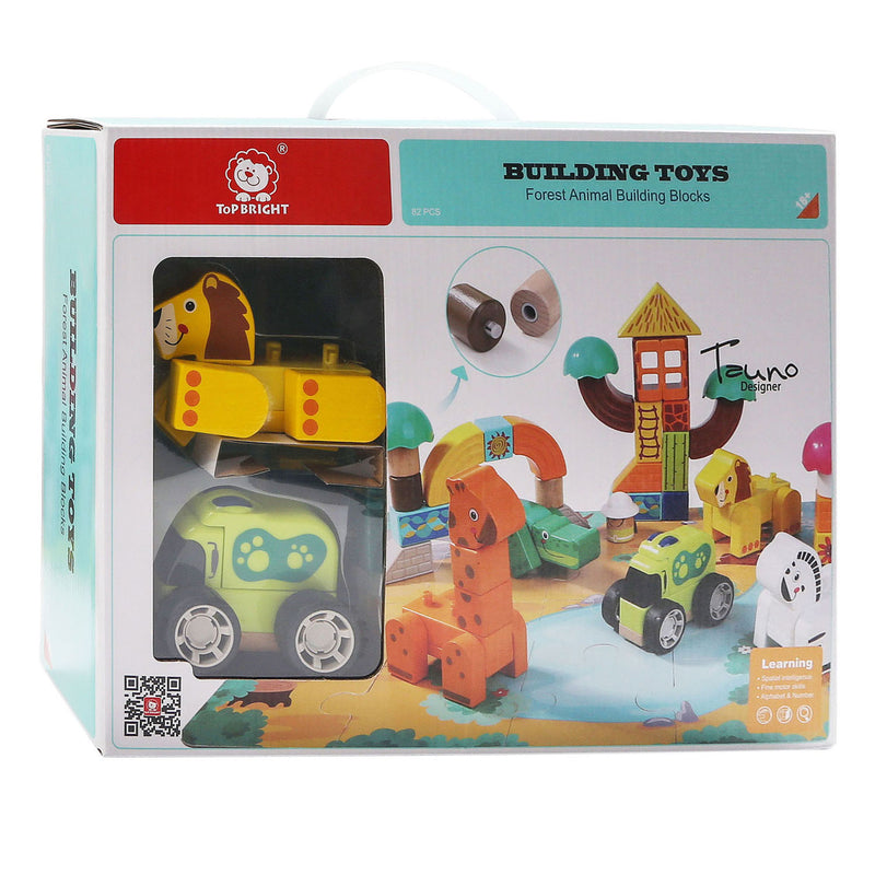 Houten Bouwblokken met Puzzel Safari