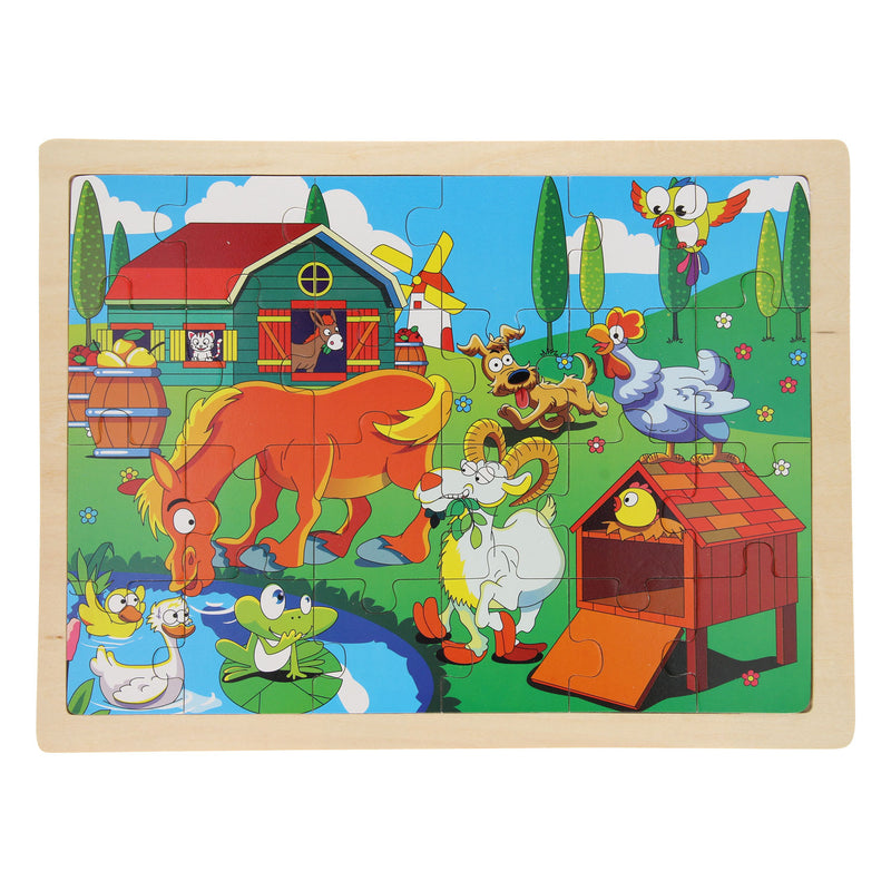 Houten Puzzel - Op de Boerderij, 24st.