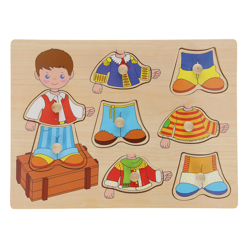 Houten Aankleed Noppenpuzzel Jongen, 8st.