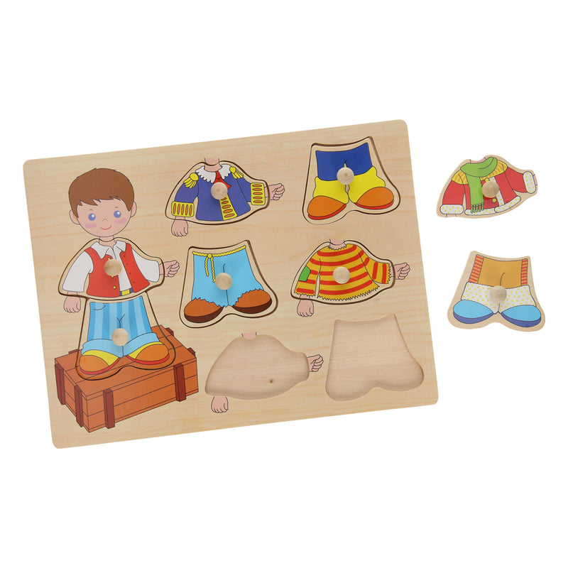 Houten Aankleed Noppenpuzzel Jongen, 8st.