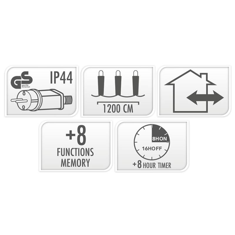 Maxi Cluster Kerstverlichting - 800 led - 12m - extra warm wit - Timer - Lichtfuncties - Geheugen -