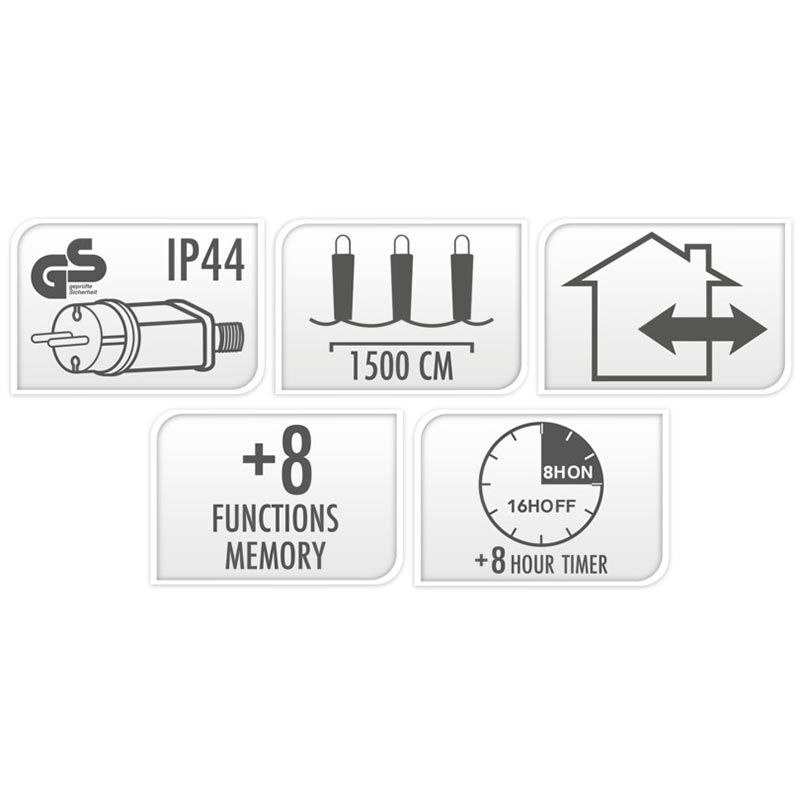 Maxi Cluster Kerstverlichting - 1000 led - 15m - extra warm wit - Timer - Lichtfuncties - Geheugen
