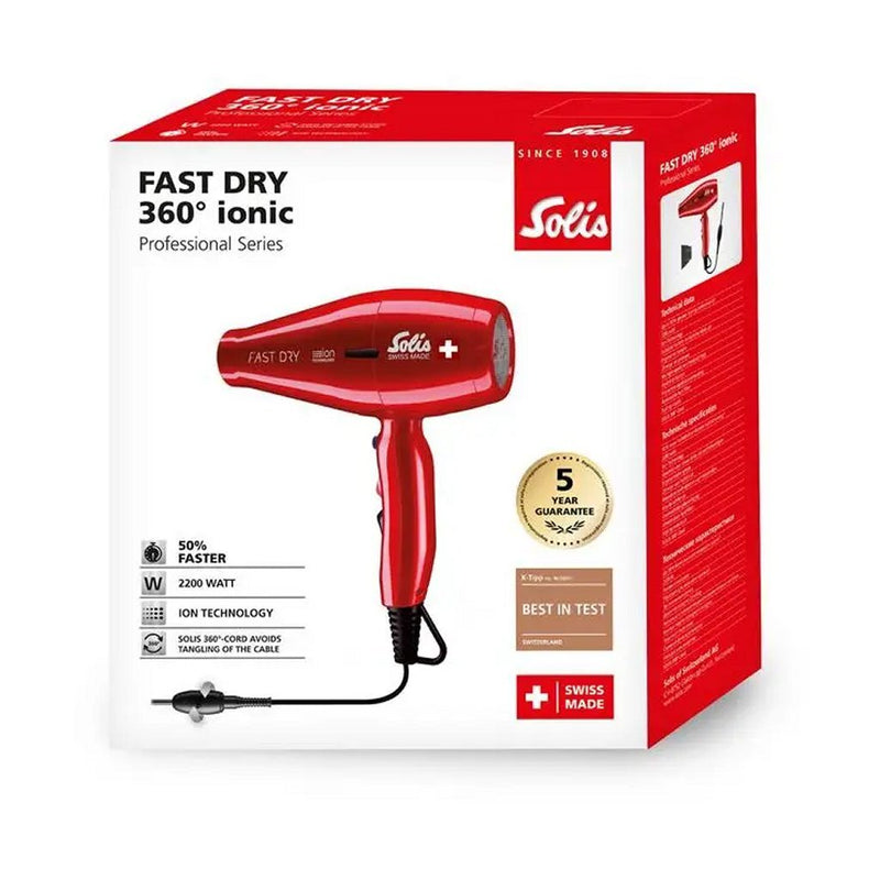 Solis 381 Fast Dry 360 Graden Föhn 2200W Rood