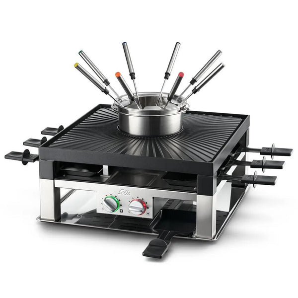 Solis 3in1 Fondue Raclette Grill 1200W Zwart/RVS