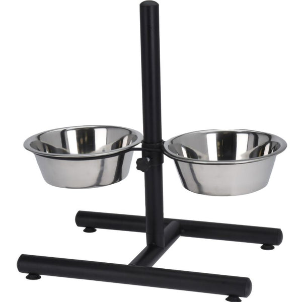 H-Standaard met RVS voerbakken van 25cm
