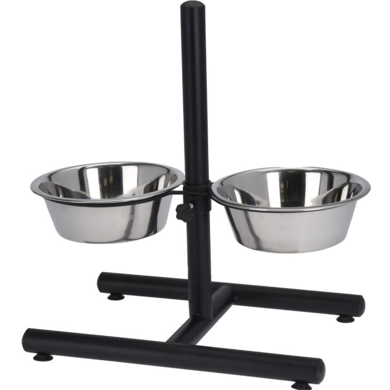 H-Standaard met RVS voerbakken van 25cm