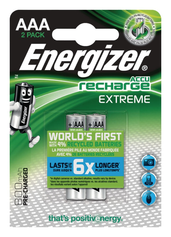 Energizer EN-EXTRE800B2 Oplaadbare Nimh Batterij Aaa 1.2 V Extreme 800 Mah 2-blister