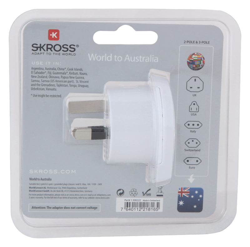 Skross SKR1500222 Reisadapter Wereld-naar-australië Geaard