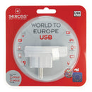 Skross SKR1500260 Reisadapter Wereld-naar-europa Usb Geaard