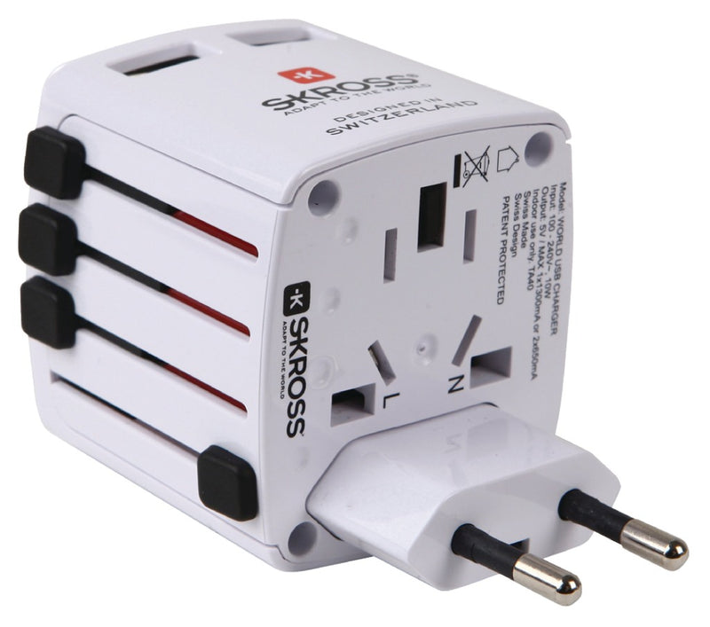 Skross SKR1302320 Reisadapter Wereld Usb Geaard