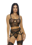 Made to See Mesh Lingerie Set - Zwart - S