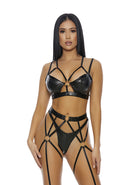 That's My Spot Cheetah Print Lingerie Set - Black - S - Medium