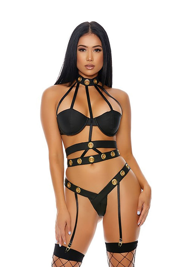 Verleidelijk kooi lingerie setje - Zwart - S