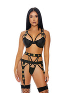 Gekooid Babe Lingerie Set - Zwart - S