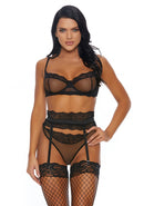 Caught Playing - BH, Jarretellegordel en Panty - M