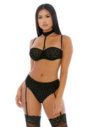 On the Prowl Choker Lingerie Set - Zwart