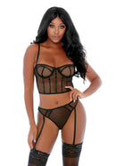 Can't Be Caged Net Bustier Set - Zwart
