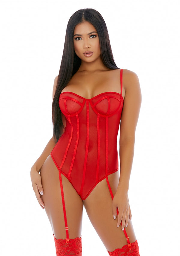 Sheer Up Mesh Teddy - Red - XL